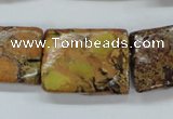 CSE148 18*25mm twisted rectangle dyed natural sea sediment jasper beads