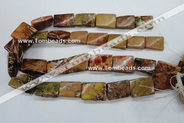 CSE148 18*25mm twisted rectangle dyed natural sea sediment jasper beads