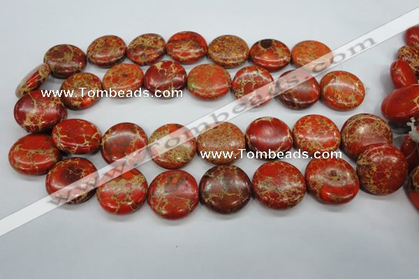 CSE195 15.5 inches 25mm flat round dyed natural sea sediment jasper beads