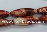 CSE208 15.5 inches 10*30mm rice dyed natural sea sediment jasper beads