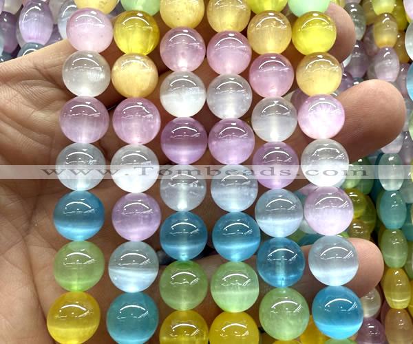 CSE752 15 inches 10mm round rainbow selenite beads wholesale