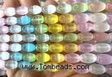 CSE755 15 inches 8*12mm rice rainbow selenite beads wholesale