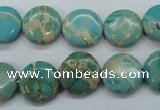 CSE84 15.5 inches 14mm flat round dyed natural sea sediment jasper beads