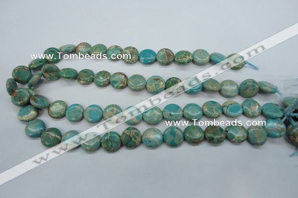 CSE84 15.5 inches 14mm flat round dyed natural sea sediment jasper beads