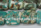 CSE90 15.5 inches 20*20mm square dyed natural sea sediment jasper beads