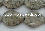 CSF03 15.5 inches 18*25mm flat teardrop shell fossil jasper beads