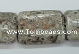 CSF10 15.5 inches 22*30mm rectangle shell fossil jasper beads