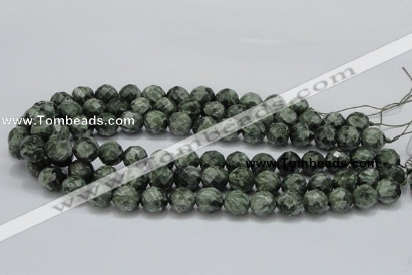 CSH08 15.5 inches 12mm faceted round natural seraphinite beads