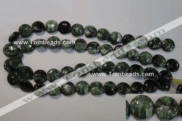 CSH124 15.5 inches 16mm flat round natural seraphinite gemstone beads