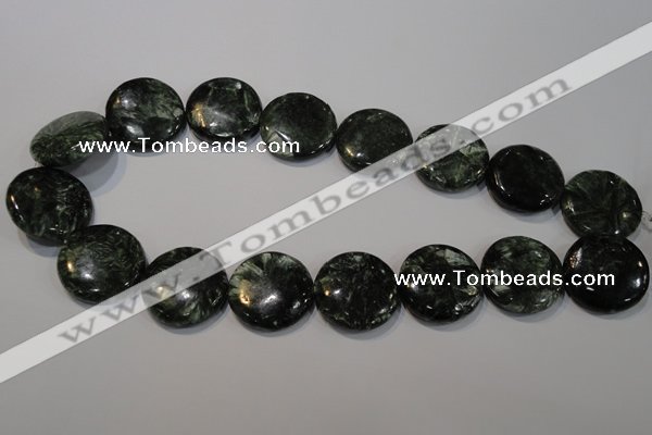 CSH127 15.5 inches 25mm flat round natural seraphinite gemstone beads