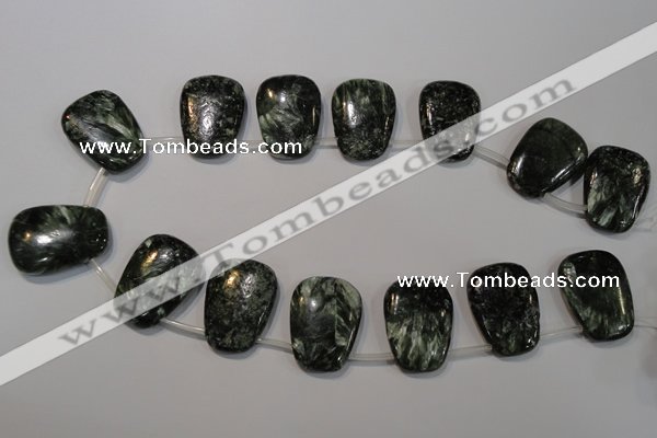 CSH145 Top-drilled 22*30mm trapezoid natural seraphinite gemstone beads