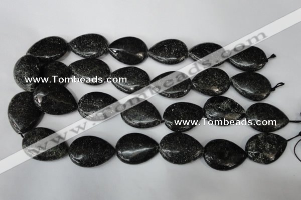 CSI107 15.5 inches 22*30mm flat teardrop silver scale stone beads