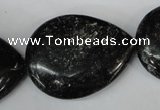 CSI109 15.5 inches 30*40mm flat teardrop silver scale stone beads