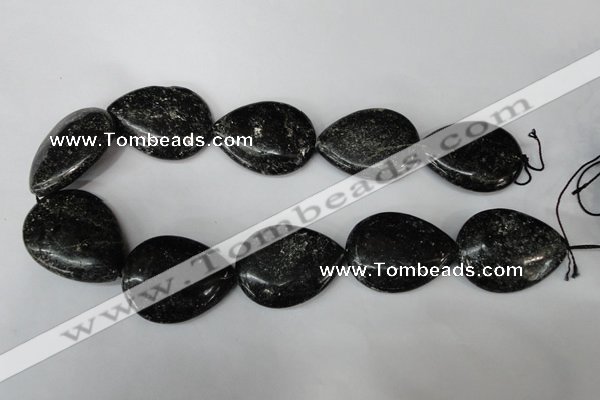 CSI109 15.5 inches 30*40mm flat teardrop silver scale stone beads