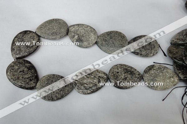 CSI40 15.5 inches 30*40mm flat teardrop silver scale stone beads wholesale