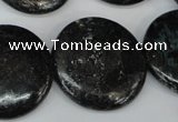 CSI89 15.5 inches 30mm flat round silver scale stone beads wholesale