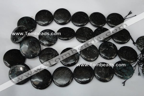 CSI89 15.5 inches 30mm flat round silver scale stone beads wholesale