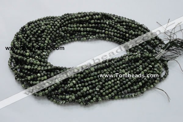 CSJ01 15.5 inches 4mm round green silver line jasper beads wholesale