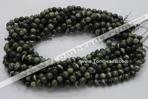 CSJ03 15.5 inches 8mm round green silver line jasper beads wholesale