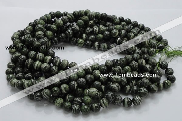 CSJ04 15.5 inches 10mm round green silver line jasper beads wholesale