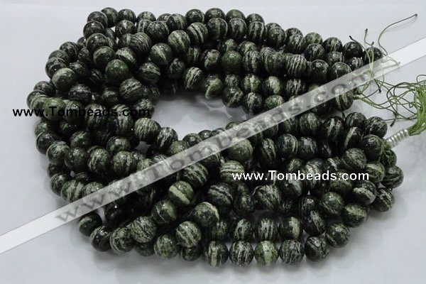 CSJ05 15.5 inches 12mm round green silver line jasper beads wholesale