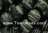 CSJ06 15.5 inches 14mm round green silver line jasper beads wholesale