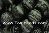 CSJ06 15.5 inches 14mm round green silver line jasper beads wholesale