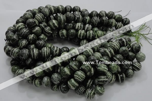 CSJ06 15.5 inches 14mm round green silver line jasper beads wholesale