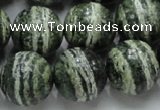 CSJ07 15.5 inches 16mm round green silver line jasper beads wholesale