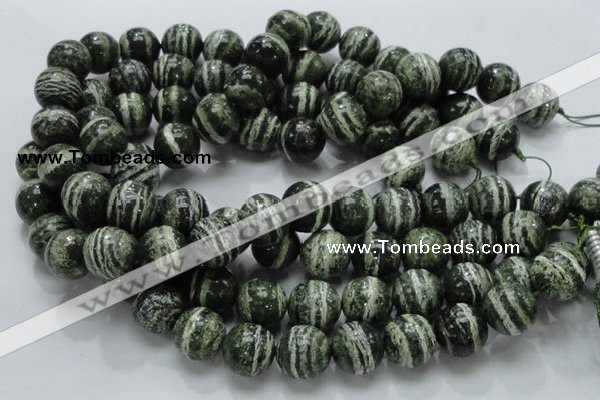 CSJ07 15.5 inches 16mm round green silver line jasper beads wholesale