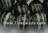 CSJ08 15.5 inches 18mm round green silver line jasper beads wholesale