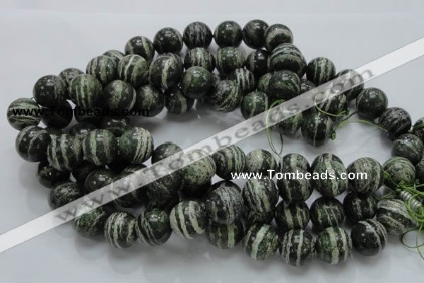 CSJ08 15.5 inches 18mm round green silver line jasper beads wholesale