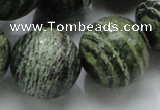 CSJ10 15.5 inches 22mm round green silver line jasper beads wholesale