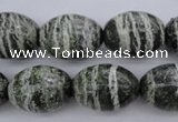 CSJ103 15.5 inches 15*20mm rice green silver line jasper beads