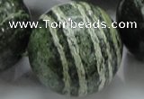 CSJ12 15.5 inches 30mm round green silver line jasper beads wholesale