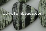 CSJ130 15.5 inches 30*30mm faceted triangle green silver line jasper beads