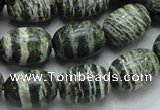 CSJ16 15.5 inches 13*18mm egg-shaped green silver line jasper beads