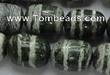 CSJ17 15.5 inches 15*20mm egg-shaped green silver line jasper beads