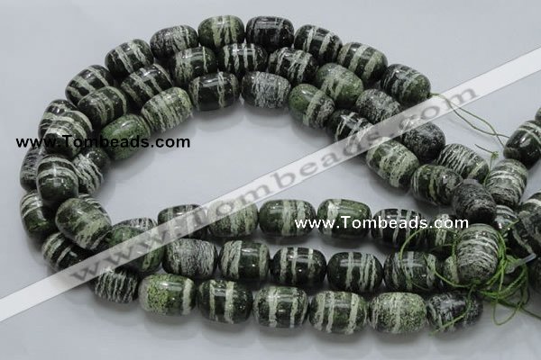 CSJ17 15.5 inches 15*20mm egg-shaped green silver line jasper beads