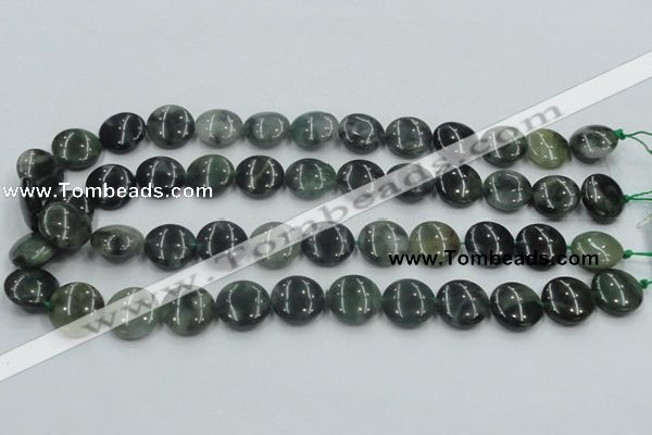 CSJ201 15.5 inches 16mm flat round serpentine jade gemstone beads