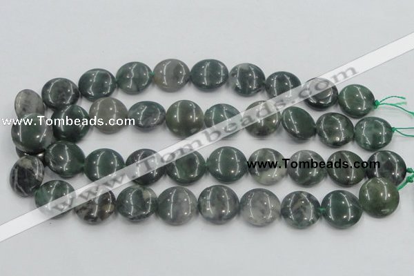 CSJ202 15.5 inches 20mm flat round serpentine jade gemstone beads