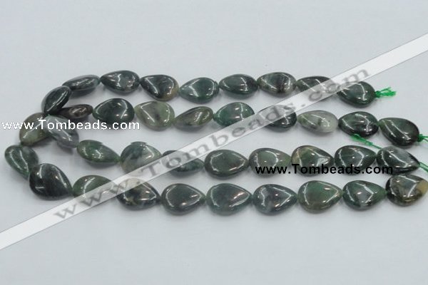 CSJ203 15.5 inches 15*20mm flat teardrop serpentine jade gemstone beads