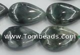 CSJ204 15.5 inches 18*25mm flat teardrop serpentine jade gemstone beads