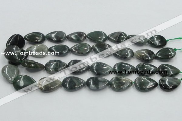 CSJ204 15.5 inches 18*25mm flat teardrop serpentine jade gemstone beads