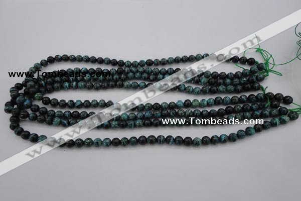 CSJ210 15.5 inches 6mm round dyed green silver line jasper beads