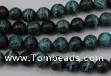 CSJ211 15.5 inches 8mm round dyed green silver line jasper beads