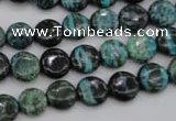 CSJ214 15.5 inches 10mm flat round dyed green silver line jasper beads