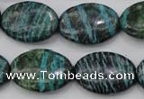 CSJ228 15.5 inches 18*25mm oval dyed green silver line jasper beads