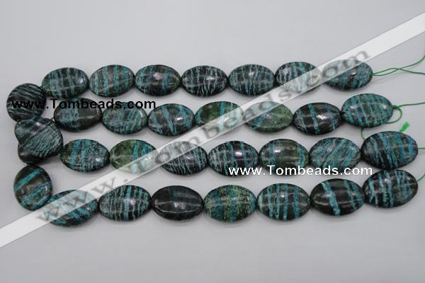 CSJ228 15.5 inches 18*25mm oval dyed green silver line jasper beads