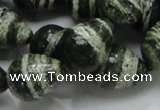 CSJ23 15.5 inches 15*20mm teardrop green silver line jasper beads